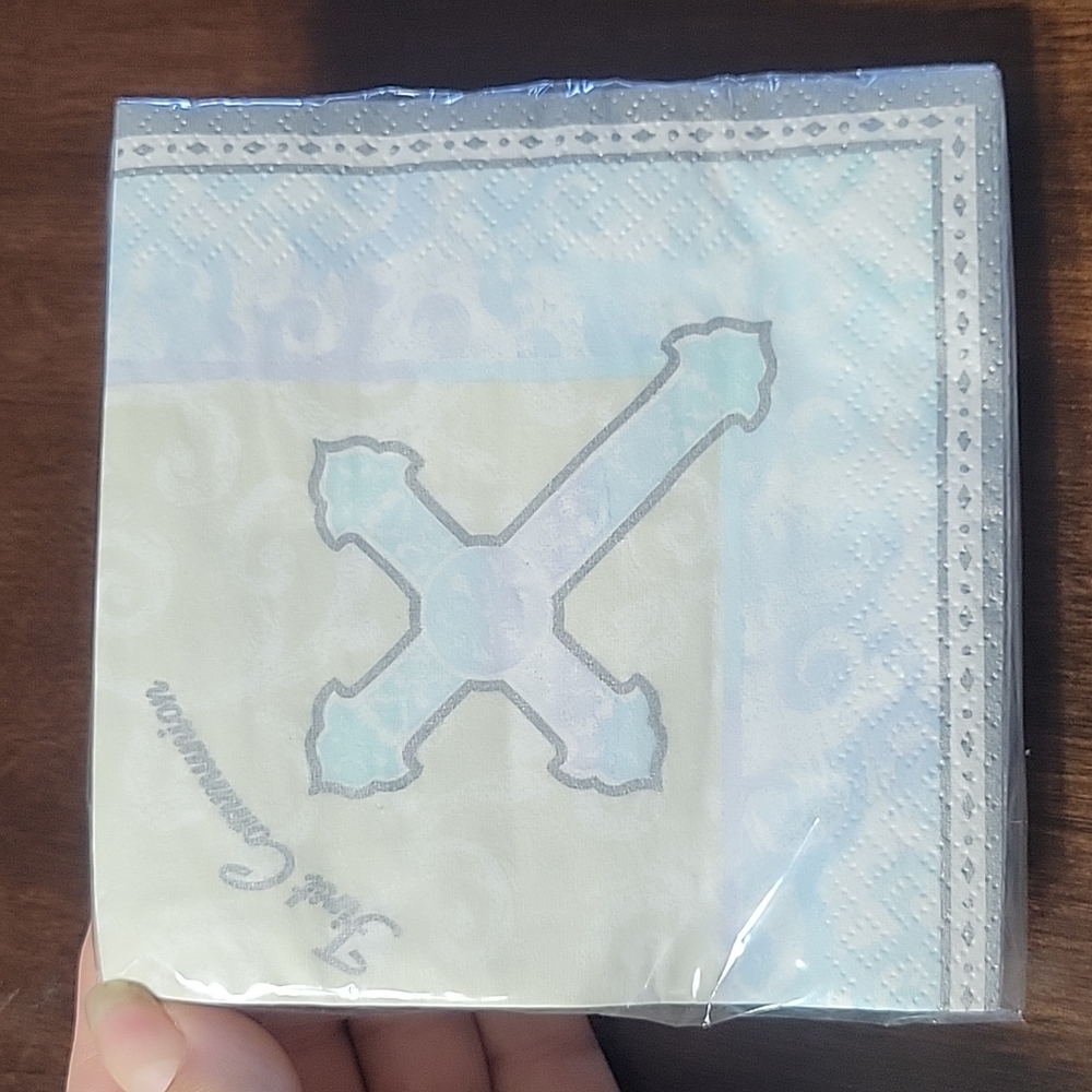 ✨️💲2️⃣ ✨️ NEW- First Communion Rejoice Beverage Napkins (Pkg 16 - 3 Ply)